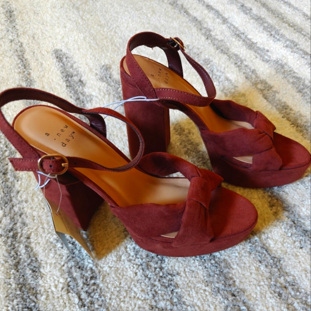 A New Day Women's Burgundy Platform Heels